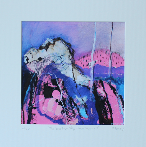 Pink and purple abstract landscape limited edition print by Martina Furlong