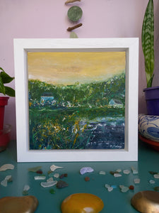 A Home By The River - original acrylic painting on canvas (H20xW20cm)