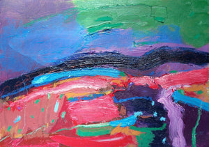 Vibrant abstract Irish landscape oil painting by Martina Furlong