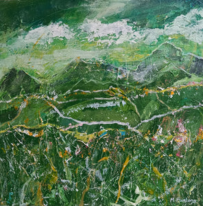 Across Many Mountains - original acrylic painting on canvas (H20xW20cm)