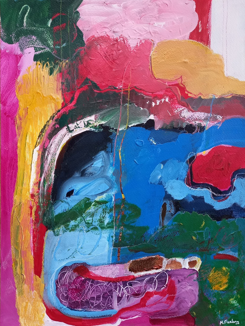 Colourful abstract painting in all the colours of the rainbow by Martina Furlong 