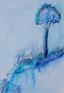 Colour Study With Tree 9 - Greeting Card