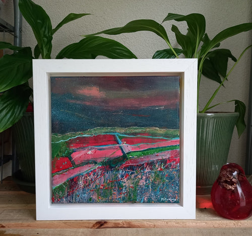 Lines On The Land - original acrylic painting on canvas (H20xW20cm) framed