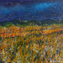 Load image into Gallery viewer, Starry Night painting in blue and yellow by Irish artist Martina Furlong