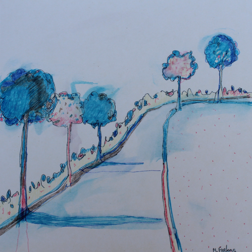 Pink Trees, Blue Trees - Handpainted Card