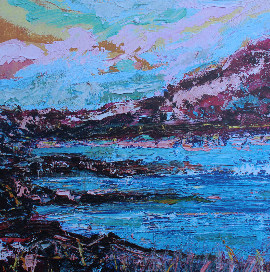 Seascape In Pink And Blue - Greeting Card