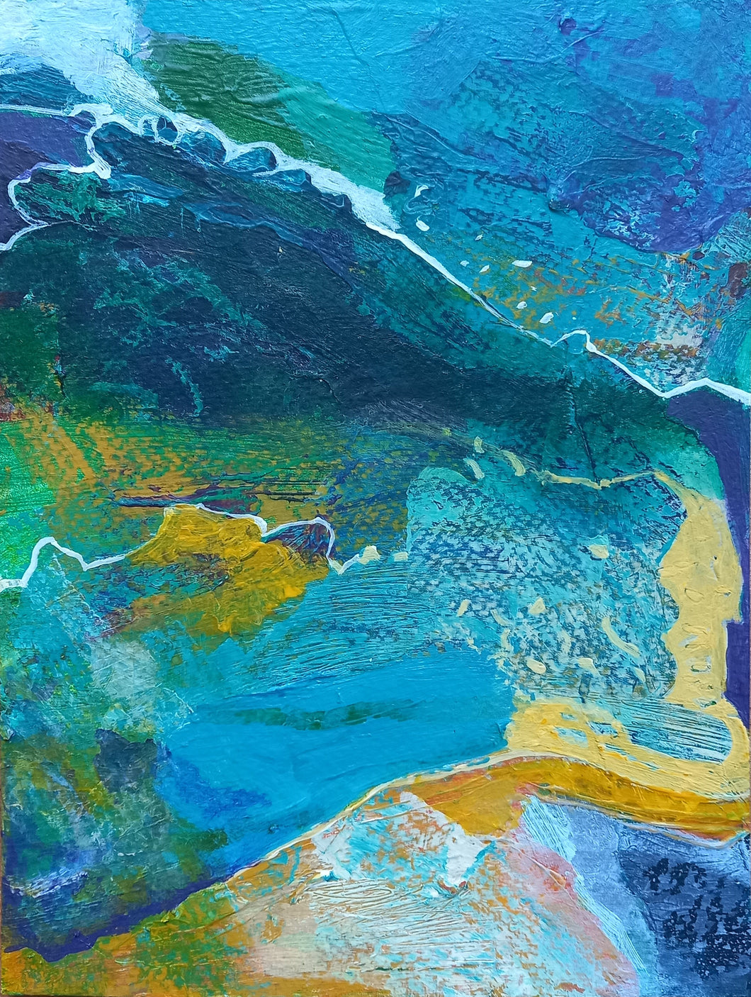 The Turning V - original acrylic painting on paper (H20.2xW15.3cm)