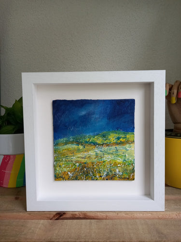 The Yellow Mountain - original acrylic painting on canvas board (H15xW15cm)