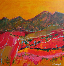 Load image into Gallery viewer, The Yellow Sky Beyond The Mountains - original acrylic painting on canvas (H20xW20cm) framed