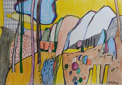 Without Thinking I - coloured pencil and ink pens on paper (H15xW21cm)