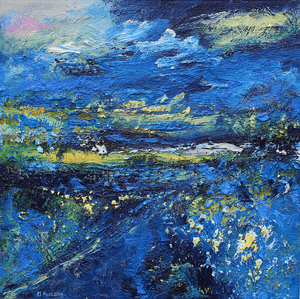 Landscape In Blue -  original oil painting on canvas (H30xW30cm)