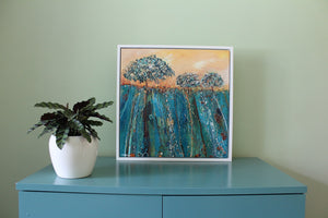 A Scene In Bluish Green - original acrylic painting on canvas (H40xW40cm)