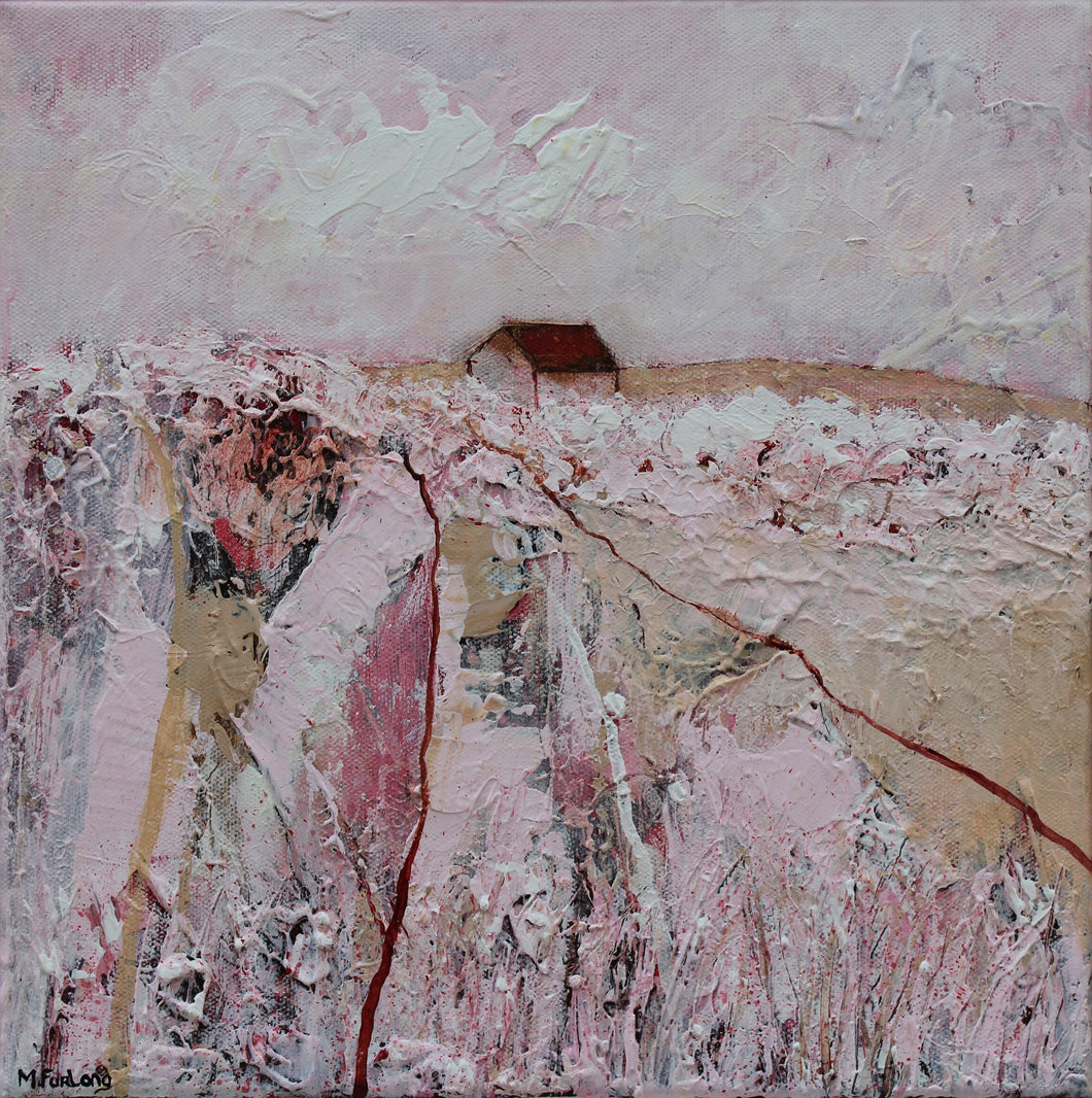 A Scene In White, Pink And Brown