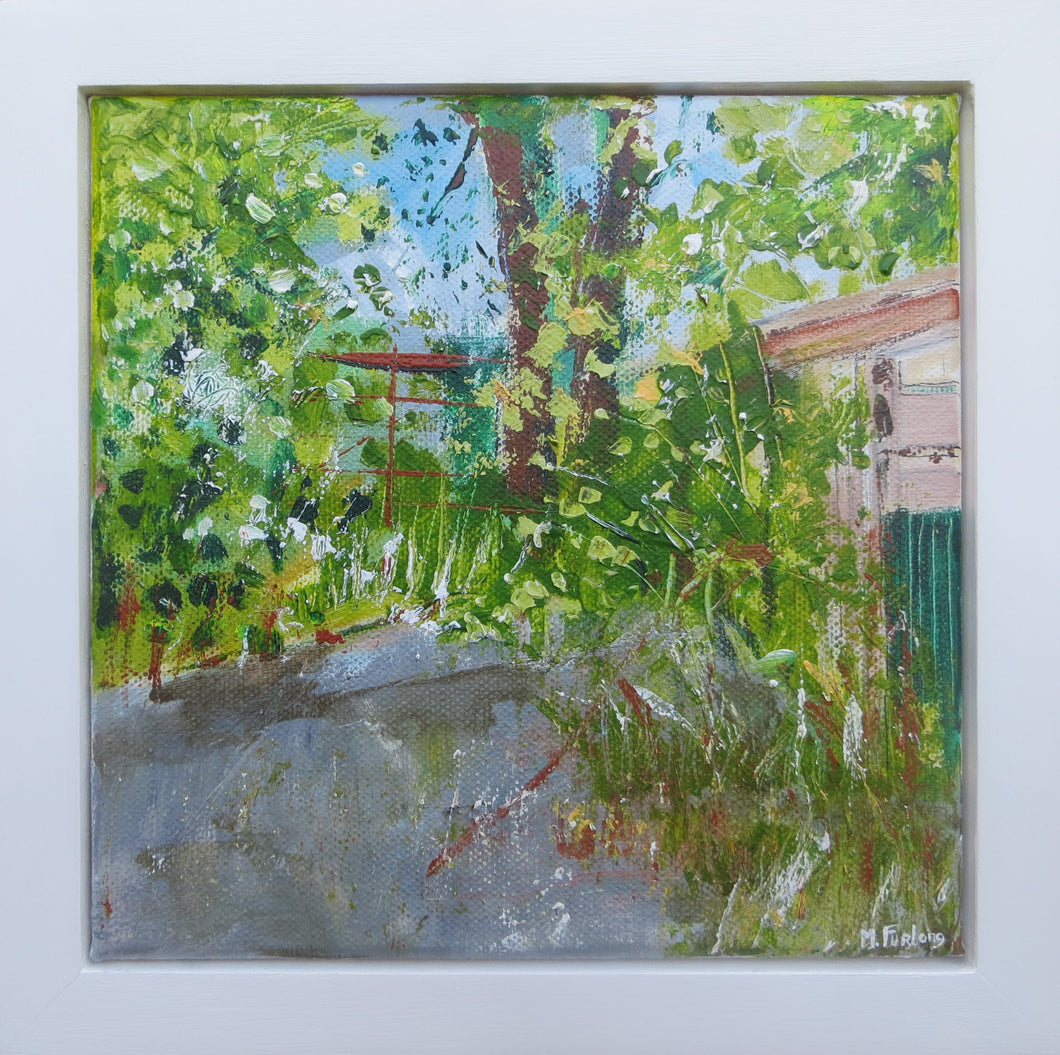 A View From The Sheds At Woodville House, 2017 - original acrylic painting on canvas (H20xW20cm)