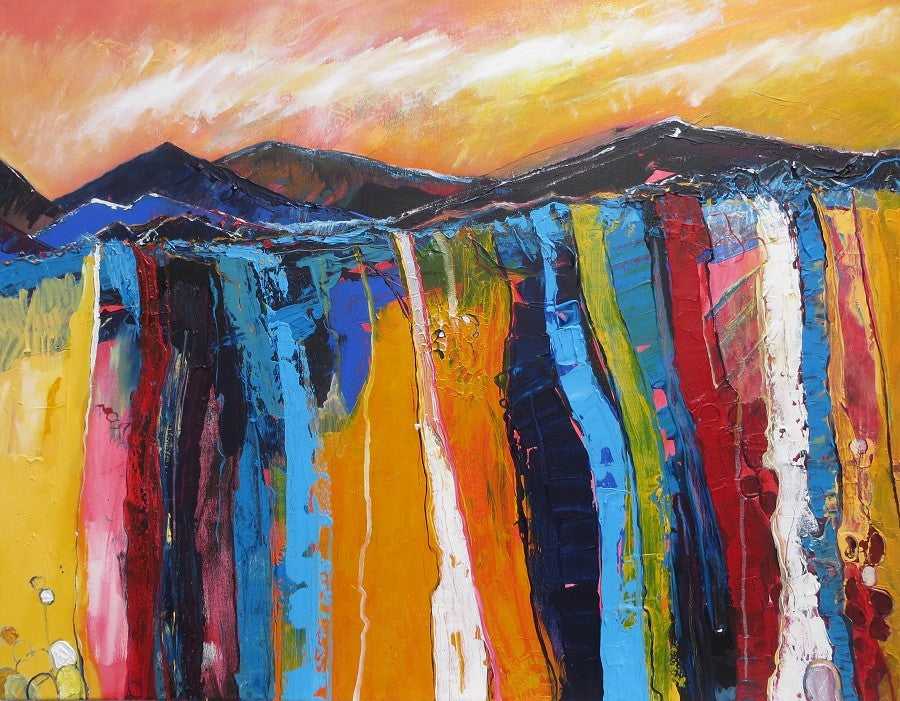 A Wander Through Fields And Over Mountains - original acrylic painting on canvas