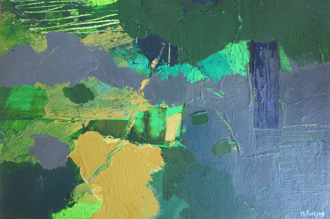 Abstract Ireland Study In Green II - original mixed media on paper (H17.5xW25cm)