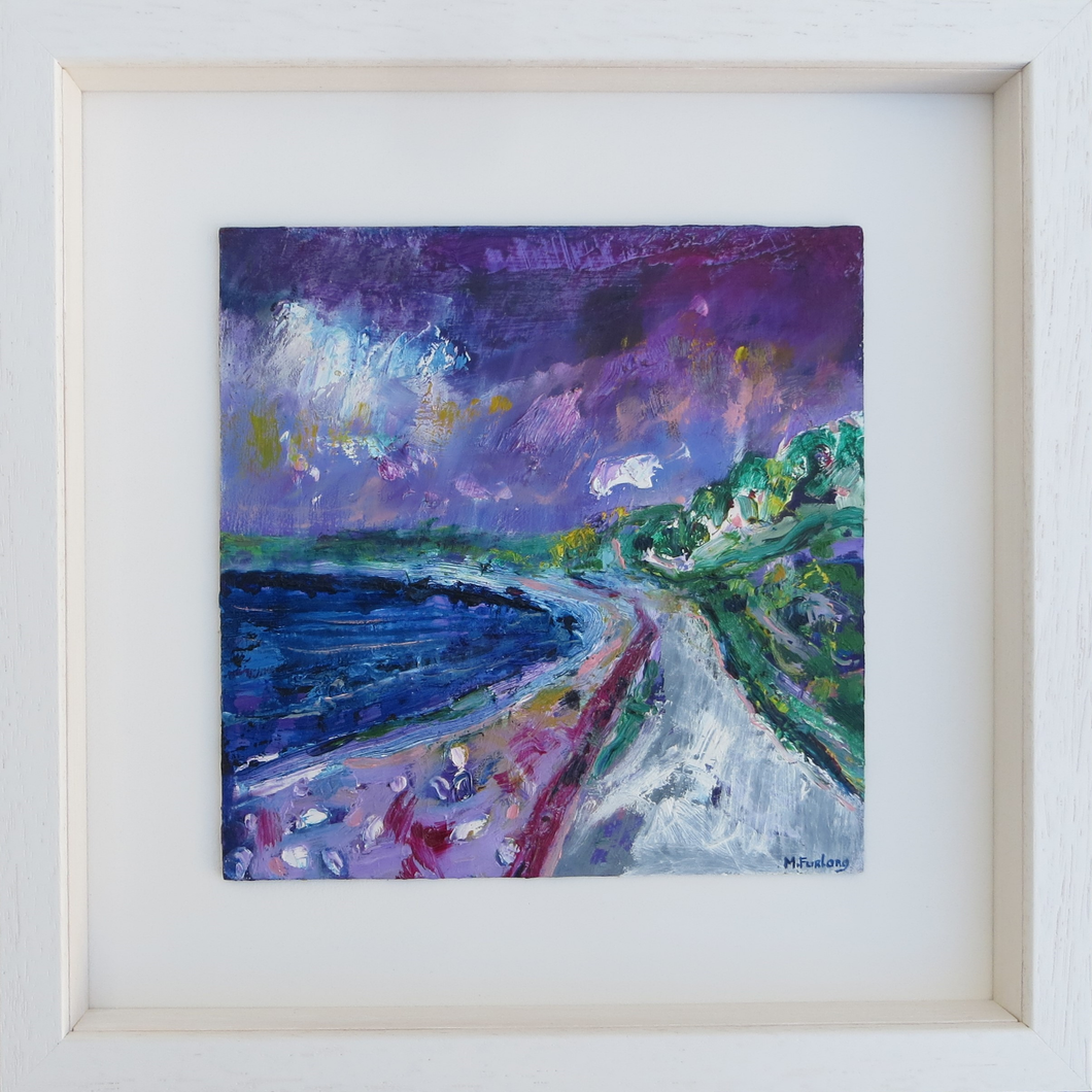 Martina Furlong Contemporary Modern Irish abstract landscape artist abstract landscape seascape painting of Achill Island Ireland in purple and green
