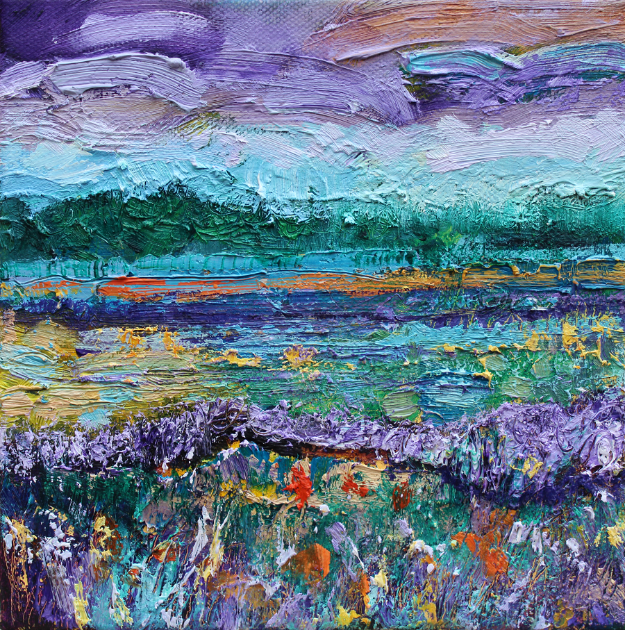 Colourful textured Irish landscape painting