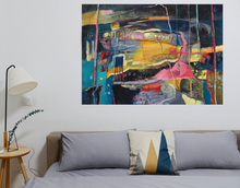 Load image into Gallery viewer, Colourful Abstract Landscape painting in situ