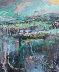 Landscape In Black And Green - original oil painting on canvas (H60xW50cm)