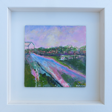 Load image into Gallery viewer, The Cottage With Pink And Green 2 - original acrylic painting on wood (framed)