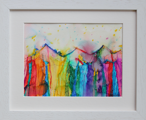 Earth Rainbow 10  - original ink pen drawing on paper (framed)