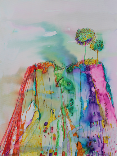 Earth Rainbow 20 - original ink pen drawing on paper (40xW30cm)