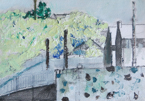 Enniscorthy Town, 2017 - original mixed media painting on paper (H18xW25cm)