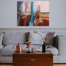 Load image into Gallery viewer, Textured intriguing abstract landscape painting in situ by contemporary Irish artist Martina Furlong