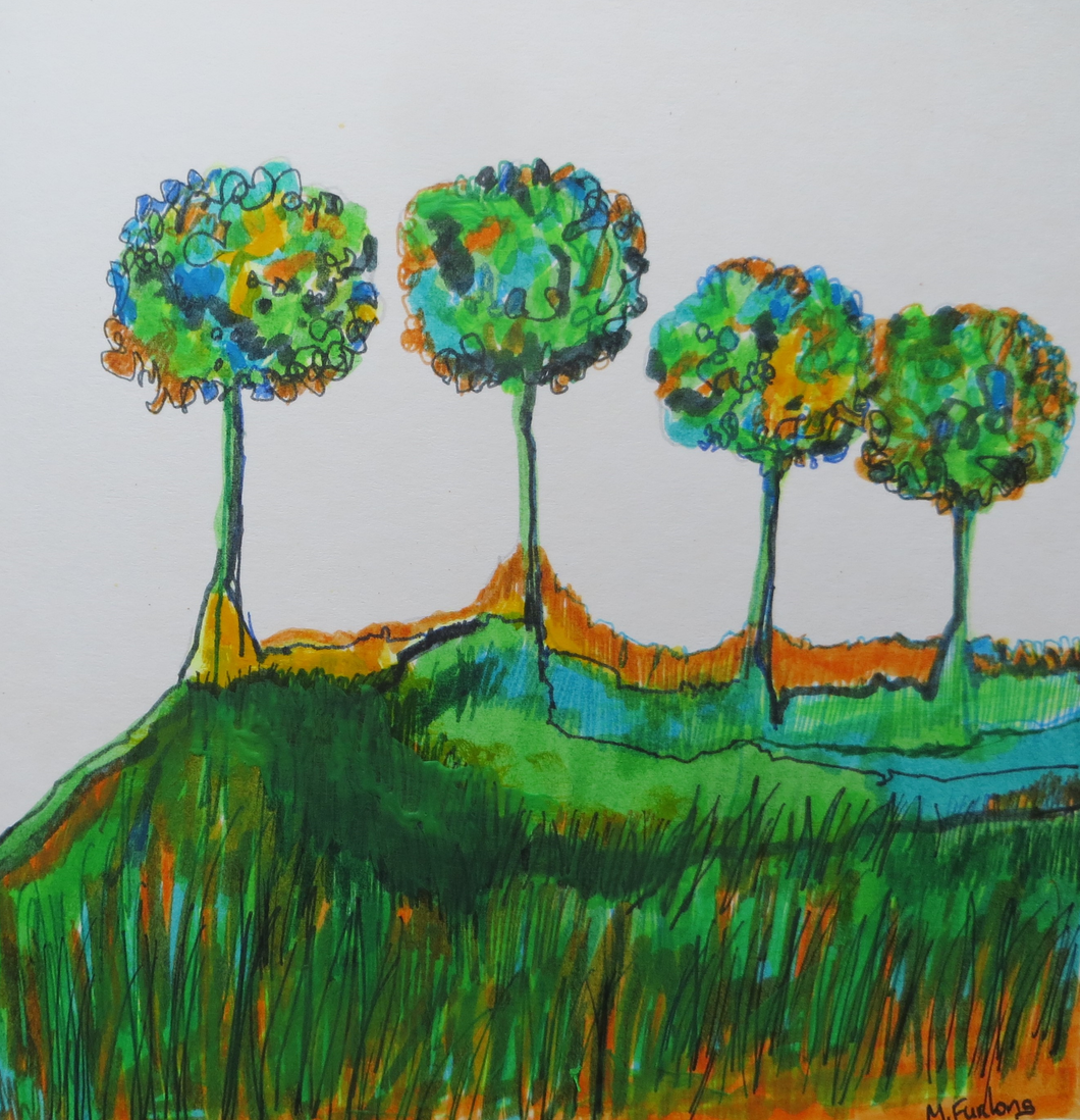 Four Trees - Hand Painted Card