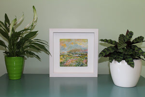 Green Irish landscape painting in situ