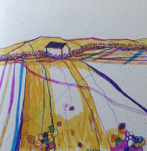 The Cottage On The Hill - Hand Painted Card