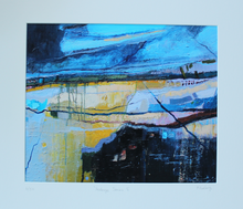 Load image into Gallery viewer, Abstract Landscape oil painting with blue yellow and black by Irish artist Martina Furlong