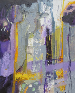 Martina Furlong Contemporary Modern Irish abstract landscape artist abstract landscape painting in purple gold and grey 
