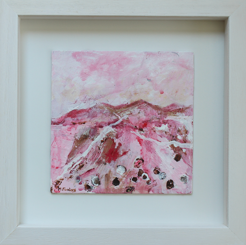 Landscape Study In Pink III - original acrylic painting on wood (framed)