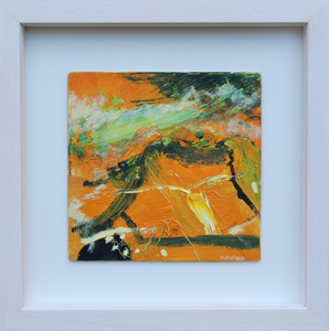 Vibrant Irish abstract landscape painting in yellow green and white