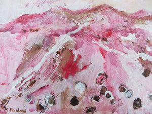 Landscape Study In Pink III - original acrylic painting on wood (framed)