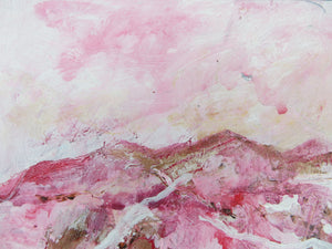 Landscape Study In Pink III - original acrylic painting on wood (framed)