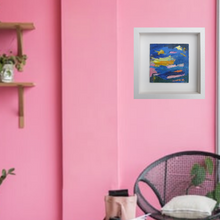 Load image into Gallery viewer, Landscape With Blue, Yellow And Pink, 2019 - original oil painting on wood (framed)