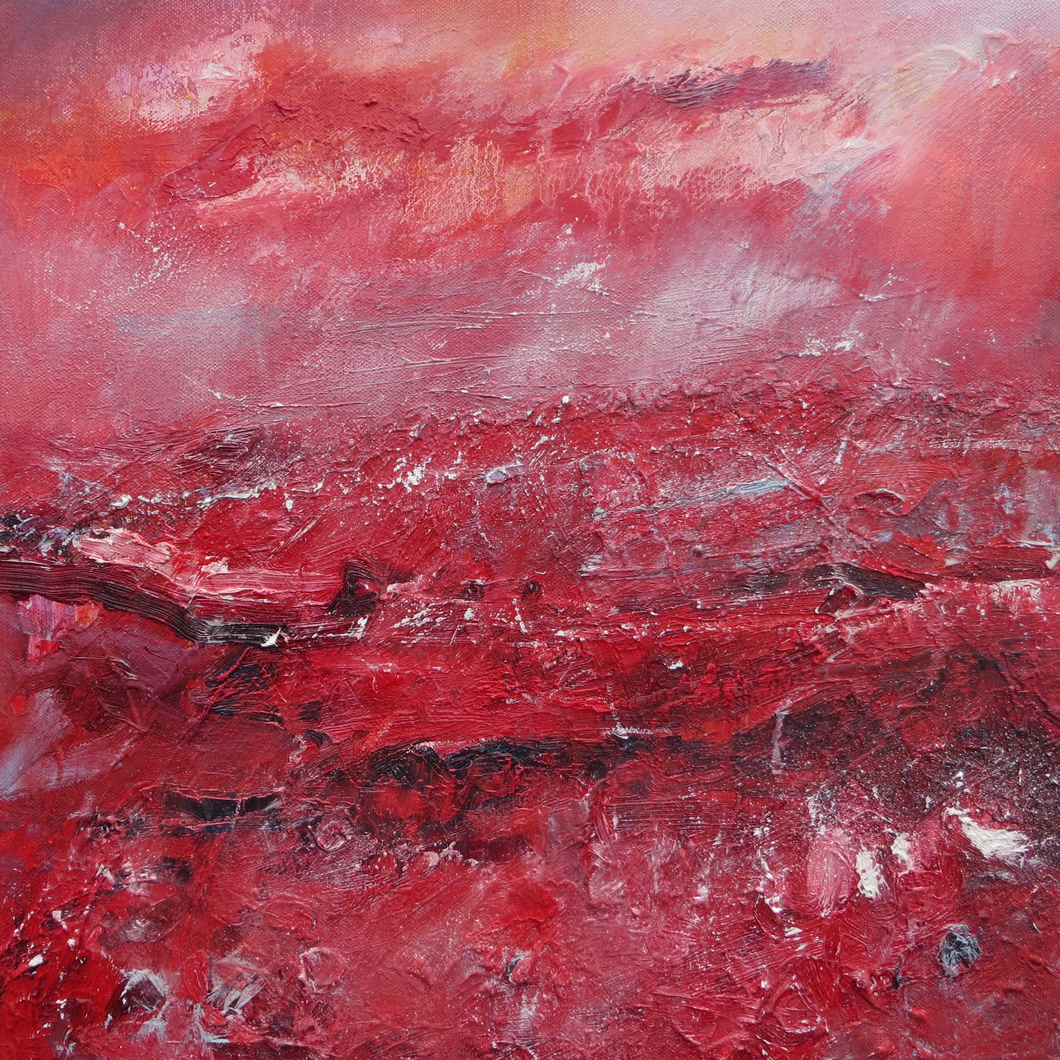 Landscape In Shades Of Red (the colour of extremes), 2019 - original oil painting on canvas (H40xW40cm)