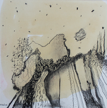 Load image into Gallery viewer, Landscape drawing in ink pen charcoal and tea by Martina Furlong Irish artist