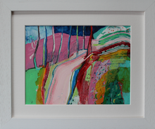 Load image into Gallery viewer, Magical Whispers Of Nature mixed media painting of abstract landscape framed by Irish artist Martina Furlong