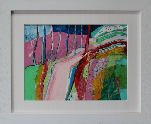 Magical Whispers Of Nature mixed media painting of abstract landscape framed by Irish artist Martina Furlong