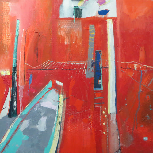 Contemporary Original Large Abstract Painting in red by Irish Artist Martina Furlong