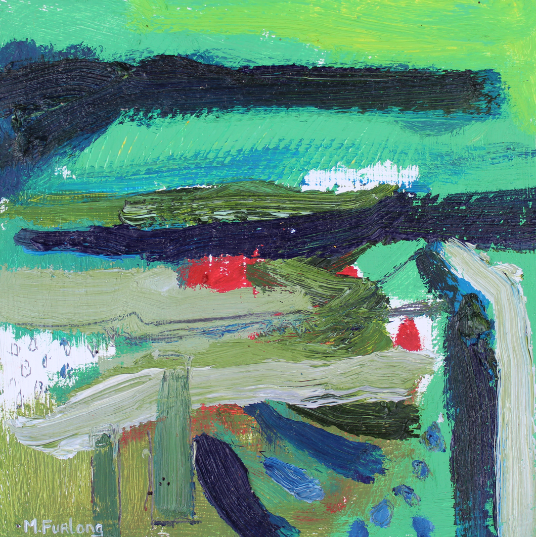 Mostly Green With Red And Blue (Internal World Study 7) 2019 - original oil painting on wood (H15xW15cm)