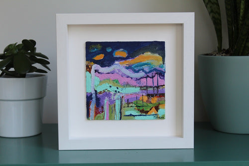 One Colourful Day - Internal World Study 1 original oil painting on wood (framed)