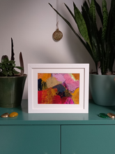 Load image into Gallery viewer, Vibrant abstract landscape painting with pink yellow red and blue