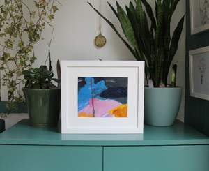 Framed abstract painting in mixed media by Martina Furlong