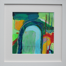 Load image into Gallery viewer, Mixed media abstract art Ireland in blue red green and yellow by Martina Furlong
