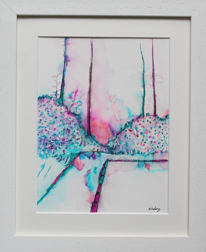 Pathways And Pillars 4 - original pen drawing on card